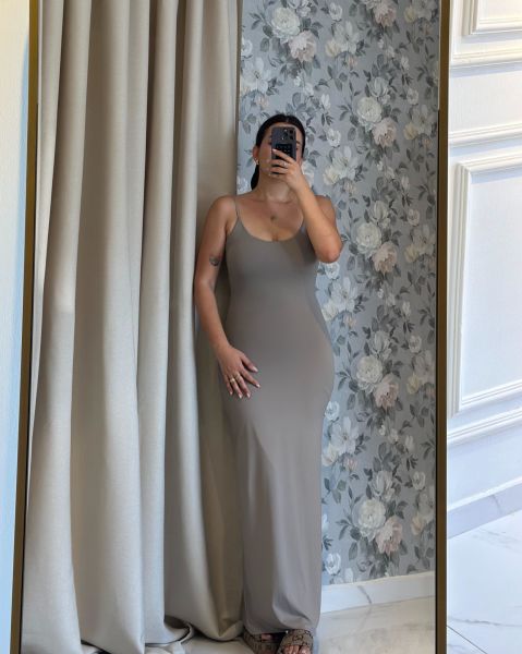 İP ASKILI VİZON BODYCON ELBİSE