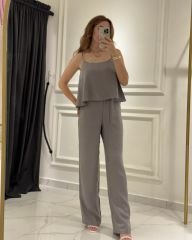 GRİ PREMİUM ASKILI BLUZ PANTOLON TAKIM