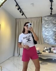 PEMBE İNCE KUMAŞ ŞORT